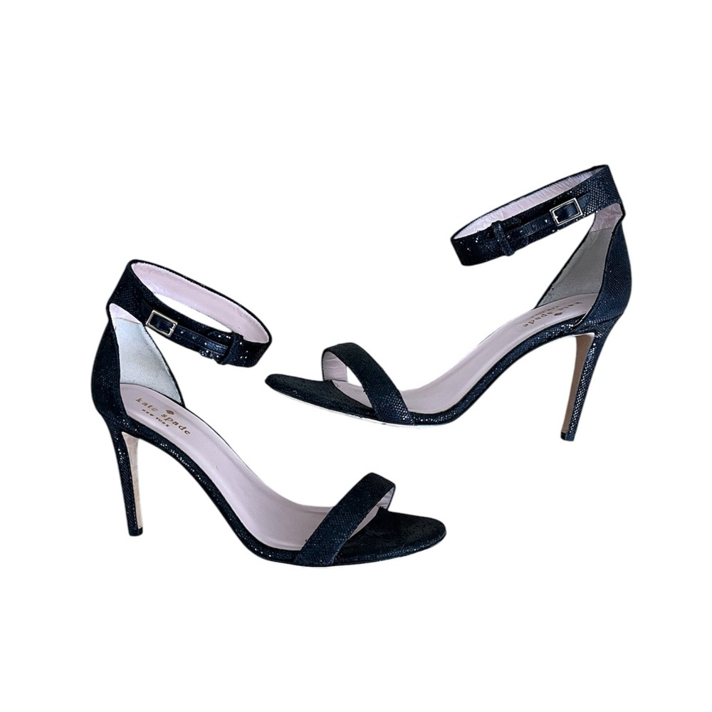 KATE SPADE metallic leather isa heels black size 8.5